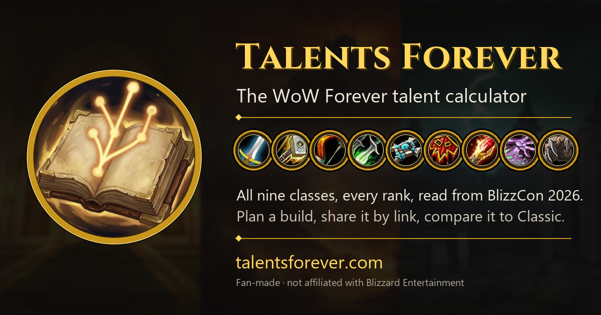 WoW Forever talent calculator, all nine classes
